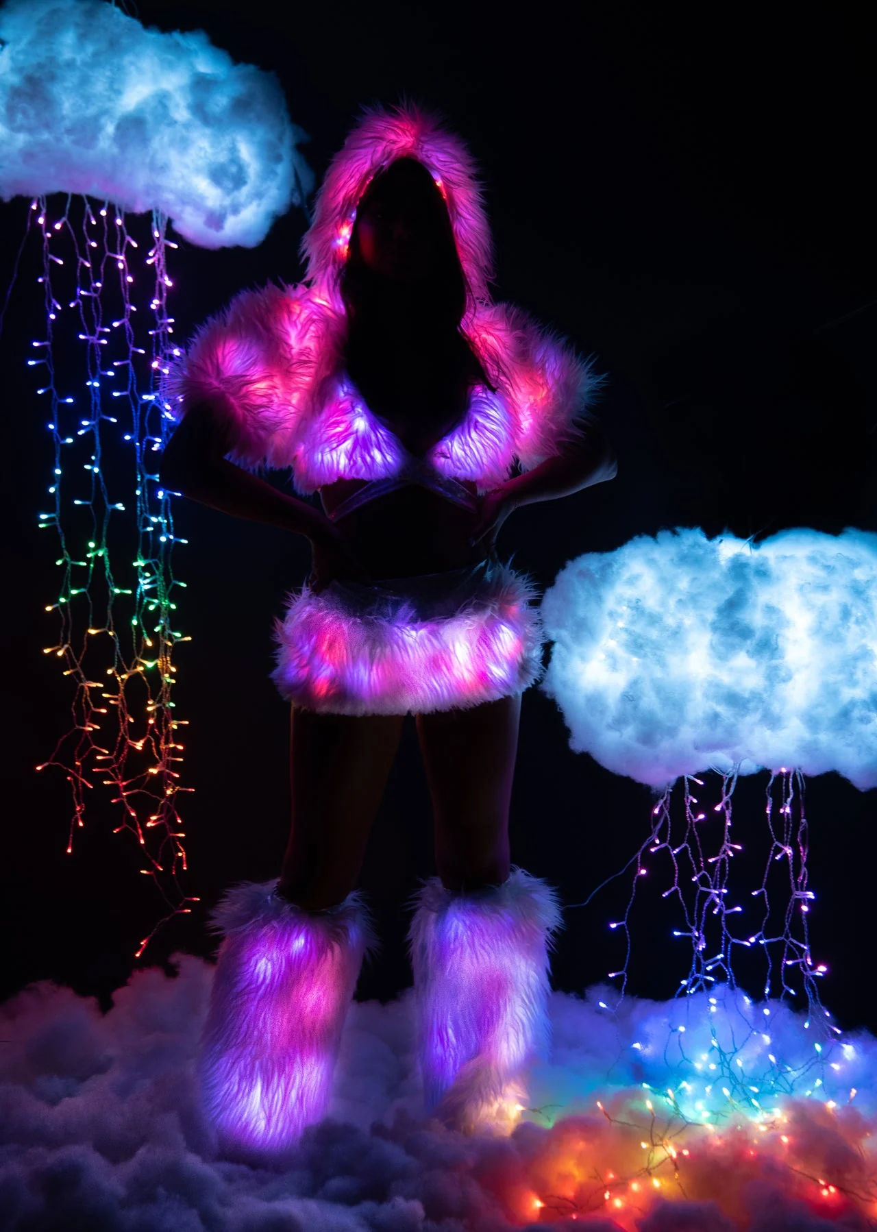 FF426 - Faux Fur Light-Up Wrap Top - Image 6